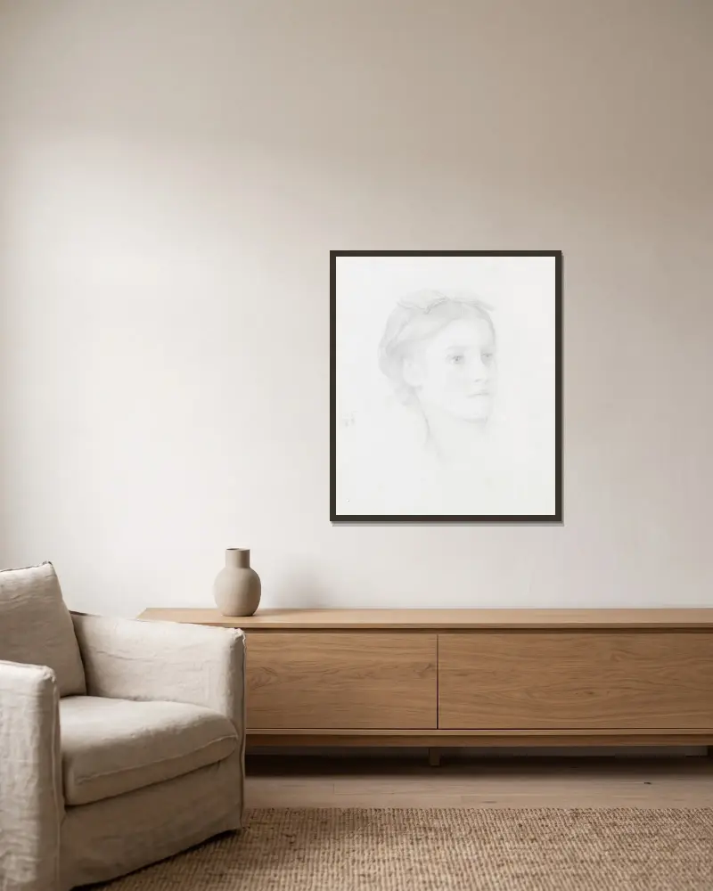 Porträt von May Sartoris – Nr. 1 von Frederic Leighton gerahmt an einer Wand