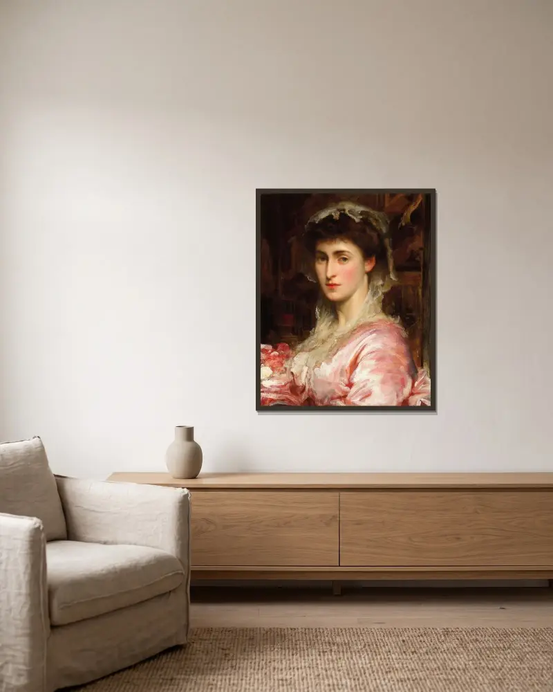 Portret May Sartoris, pani Henry Evans Gordon, Frederic Leighton w ramie na ścianie