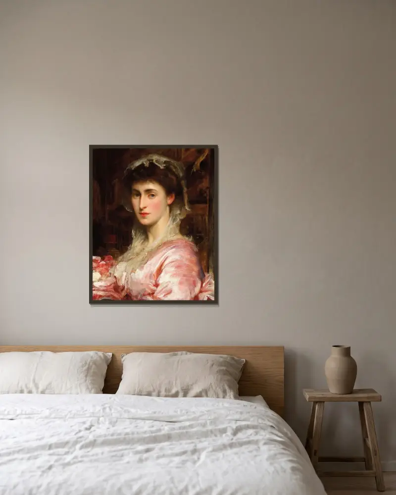 Portret May Sartoris, pani Henry Evans Gordon, Frederic Leighton w ramie na ścianie