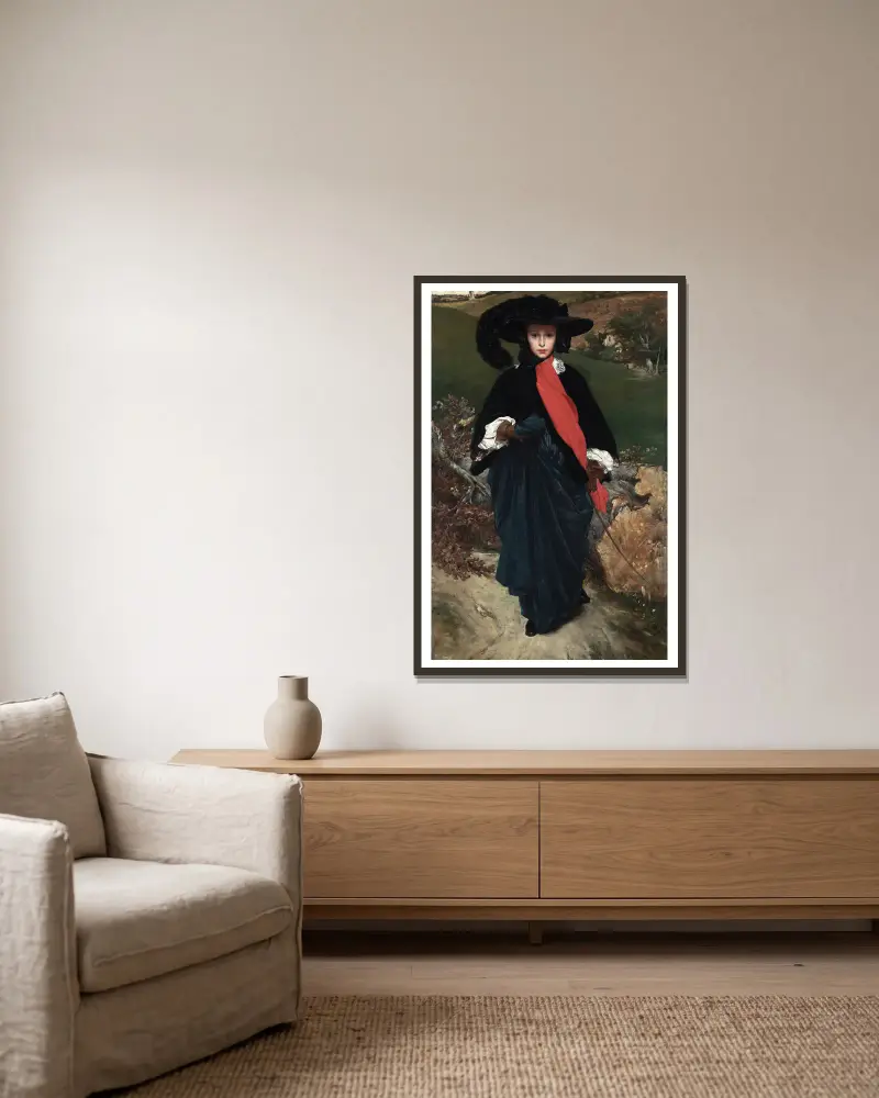 Portrait of May Sartoris, 1860 av Frederic Leighton inramad på en vägg