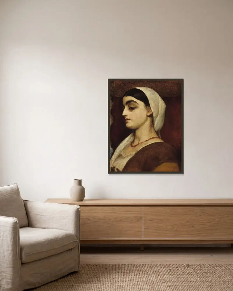 Portrait of Stella av Frederic Leighton inramad på en vägg