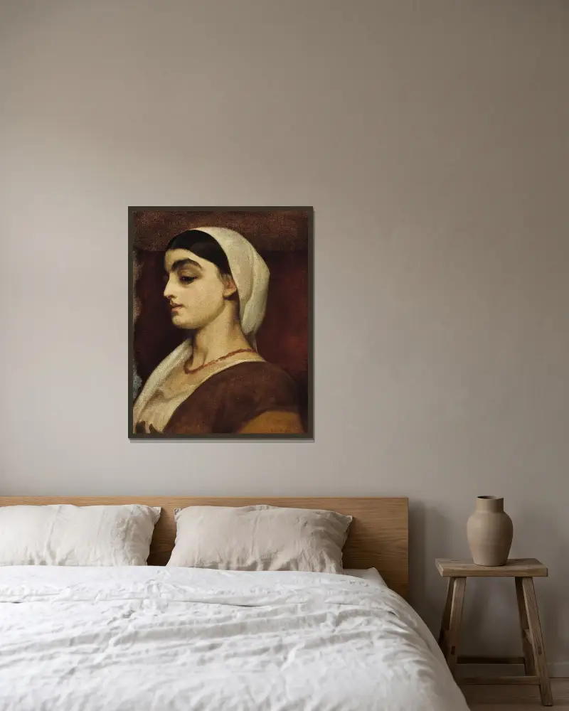 Portrait of Stella av Frederic Leighton inramad på en vägg