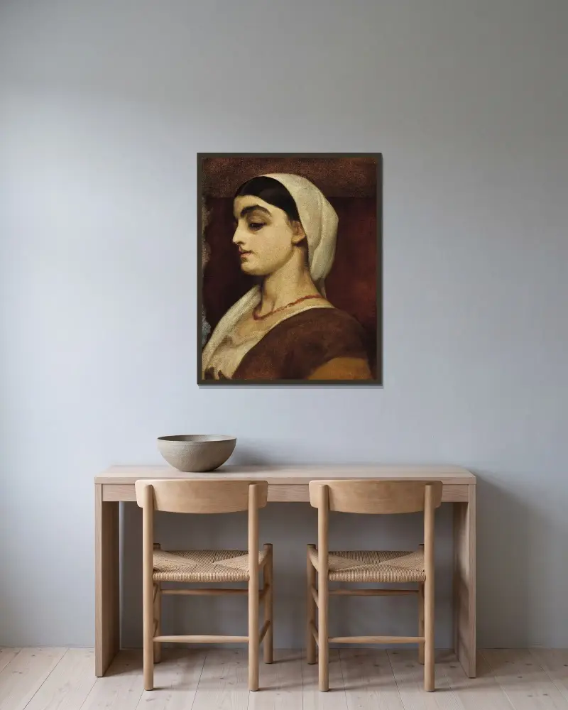 Portrait of Stella av Frederic Leighton inramad på en vägg