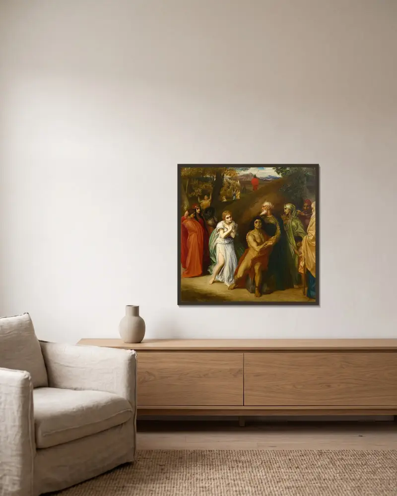 Samson and Delilah av Frederic Leighton inramad på en vägg