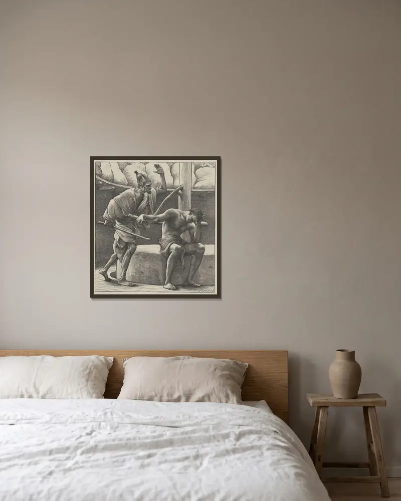 Simson an der Mühle von Frederic Leighton gerahmt an einer Wand