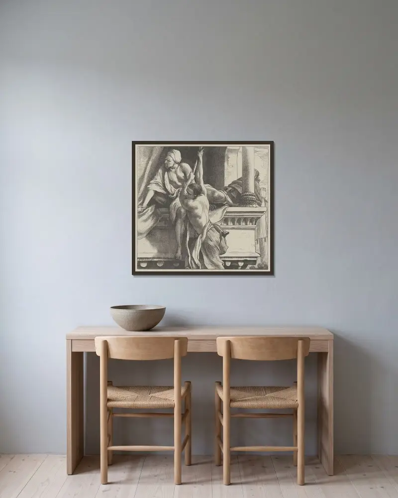 Die Spione entkommen von Frederic Leighton gerahmt an einer Wand