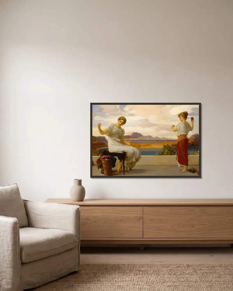 Winding the skein av Frederic Leighton inramad på en vägg