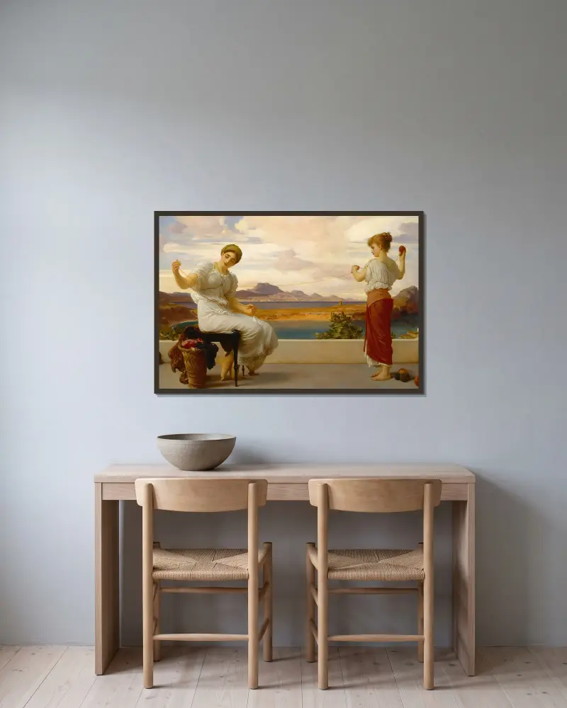 Winding the skein av Frederic Leighton inramad på en vägg