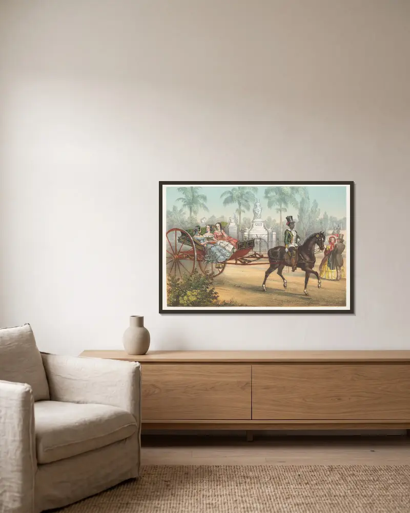 El quitrín von Pierre Toussaint Frédéric Mialhe gerahmt an einer Wand