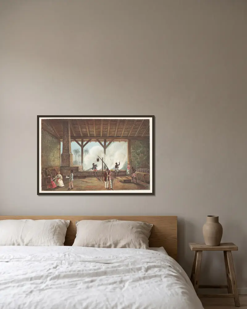 Ansicht eines Kesselhauses von Pierre Toussaint Frédéric Mialhe gerahmt an einer Wand