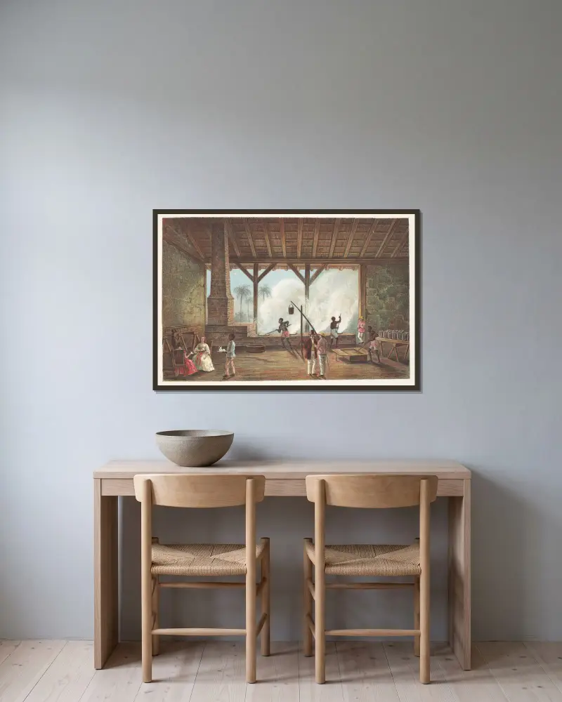 Ansicht eines Kesselhauses von Pierre Toussaint Frédéric Mialhe gerahmt an einer Wand
