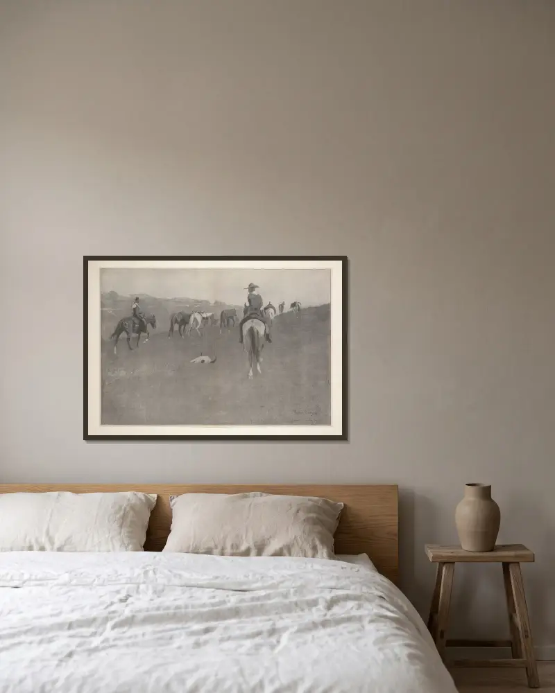 A Sure Sign av Frederic Remington inramad på en vägg