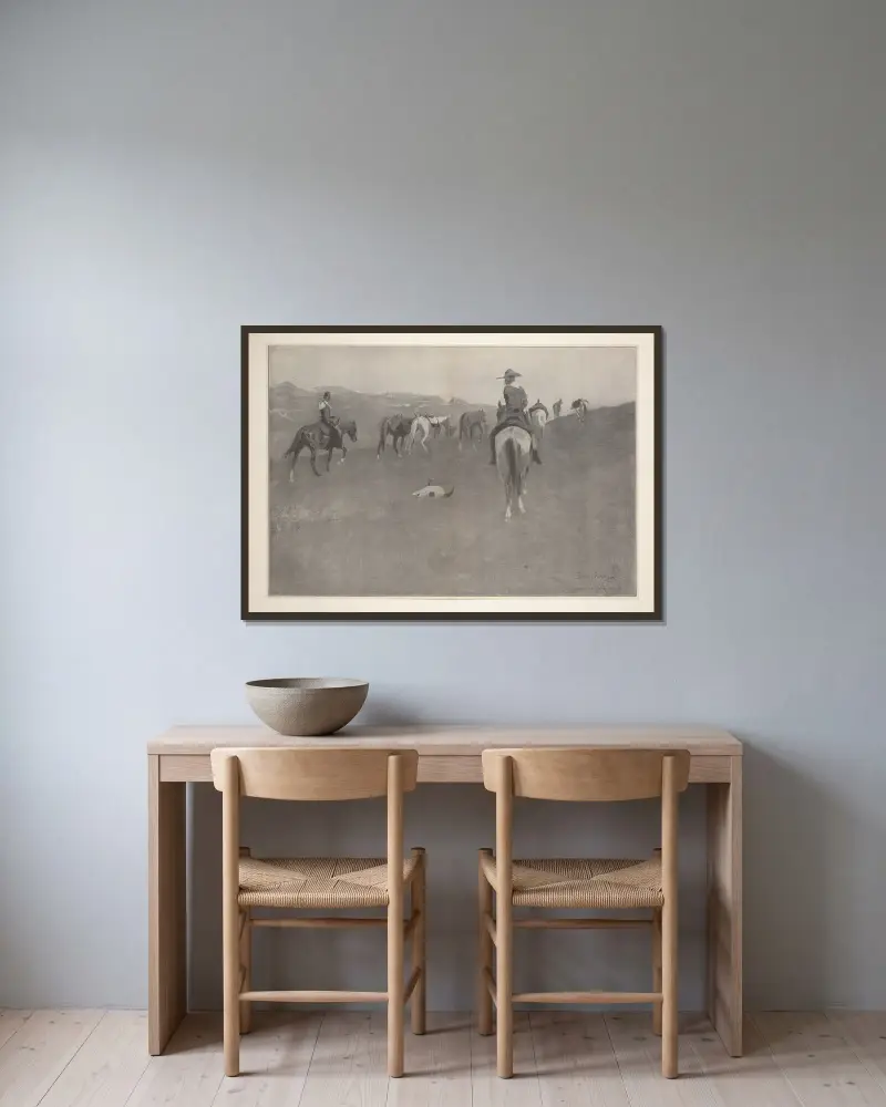 A Sure Sign av Frederic Remington inramad på en vägg