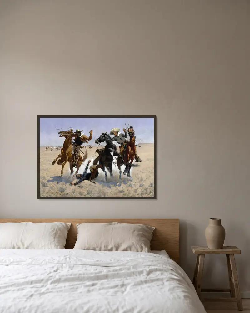 Einem Kameraden zu Hilfe von Frederic Remington gerahmt an einer Wand