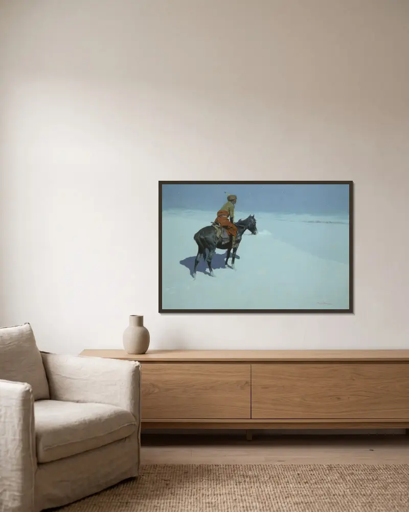 Freunde oder Feinde? (Der Späher) von Frederic Remington gerahmt an einer Wand