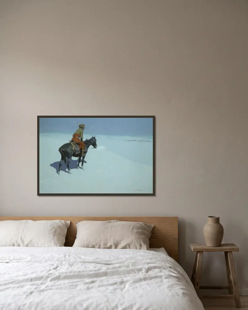 Freunde oder Feinde? (Der Späher) von Frederic Remington gerahmt an einer Wand