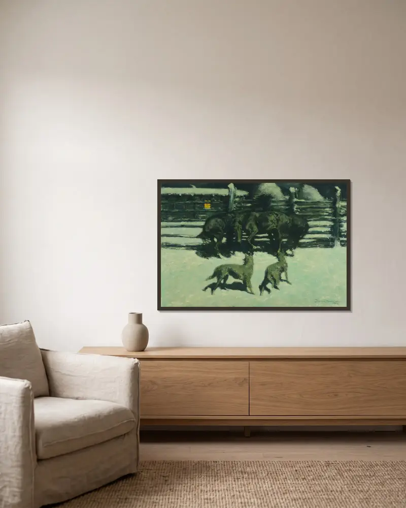 Der Hilferuf von Frederic Remington gerahmt an einer Wand