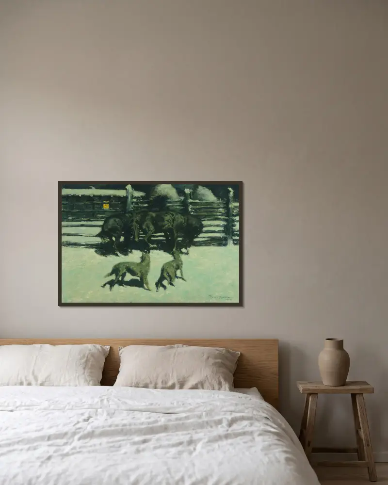 Der Hilferuf von Frederic Remington gerahmt an einer Wand