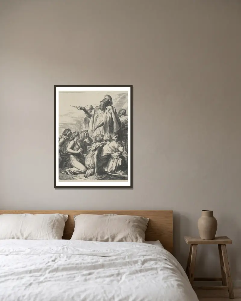 Noahs Opfer von George Frederic Watts gerahmt an einer Wand