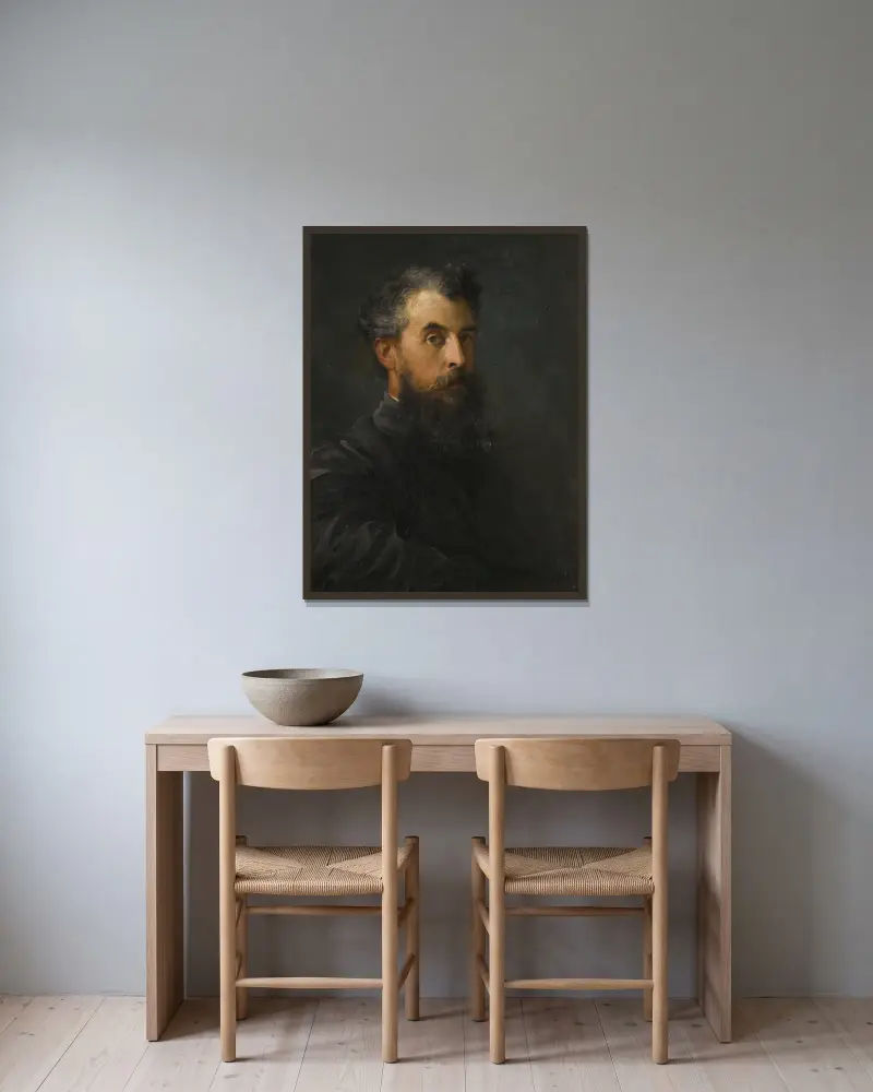 Porträtt av en gentleman, möjligen Wilfred Scawen Blunt av George Frederic Watts inramad på en vägg