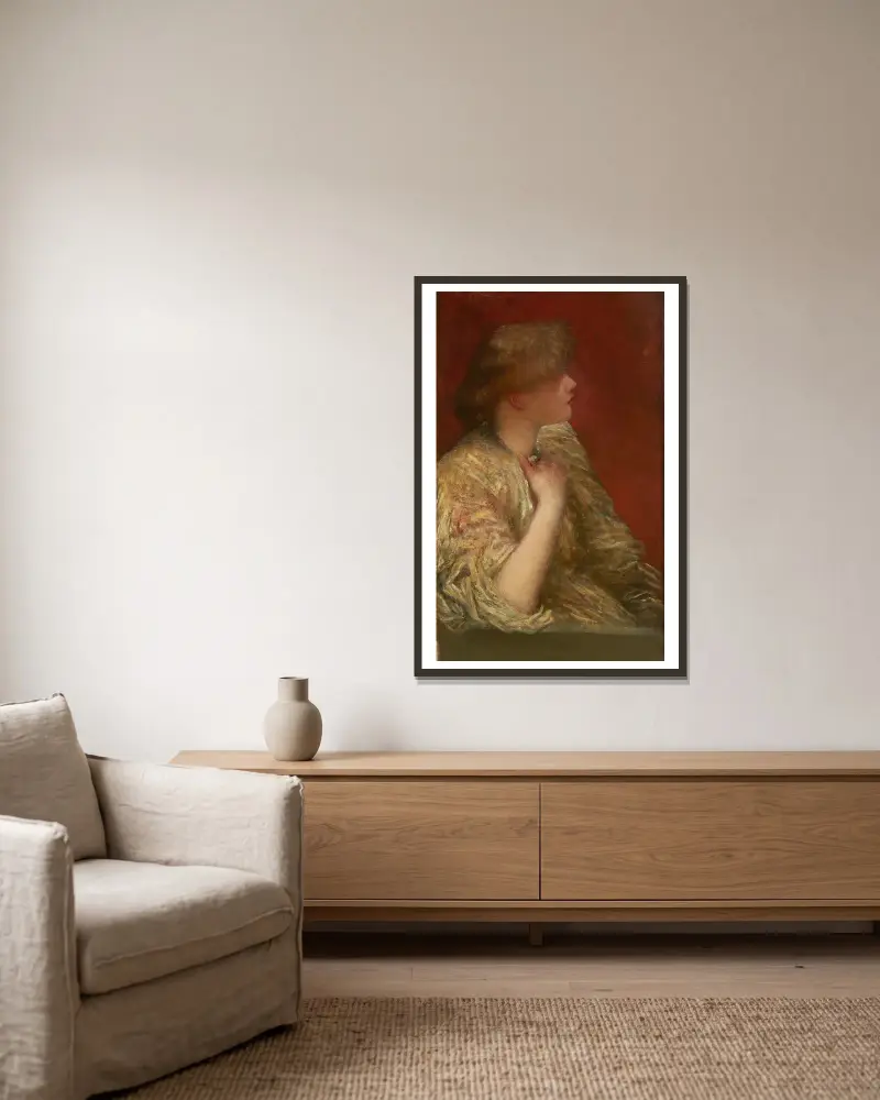 Studium portretowe; Historie przy kominku, George Frederic Watts w ramie na ścianie