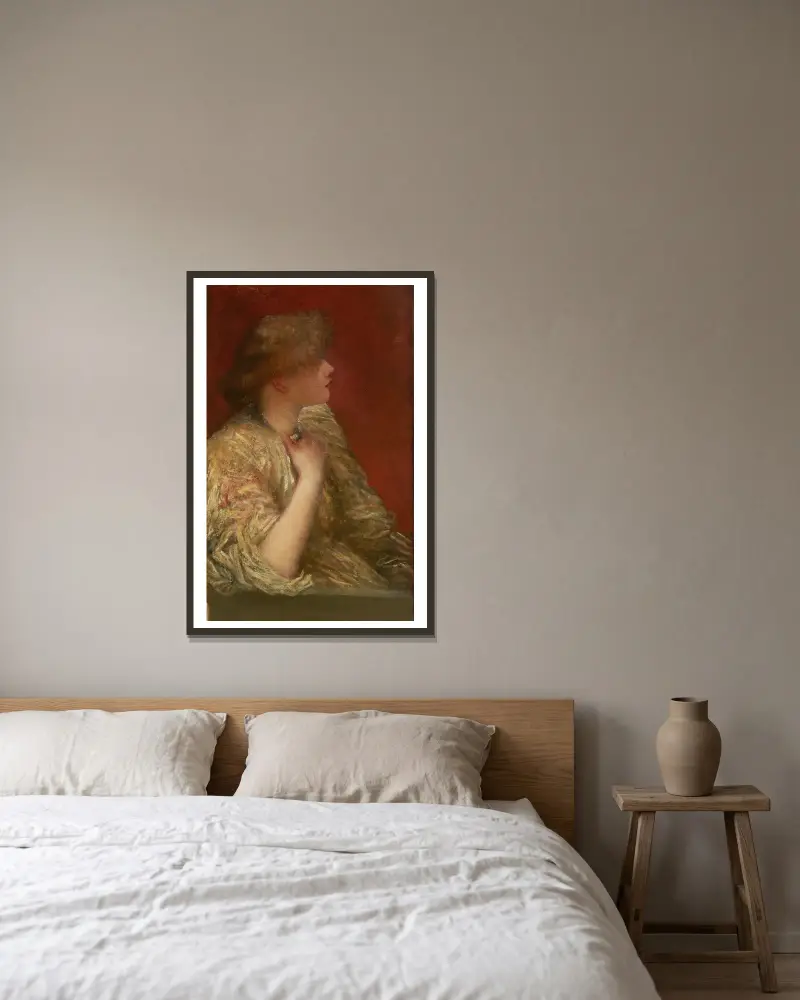 Studium portretowe; Historie przy kominku, George Frederic Watts w ramie na ścianie