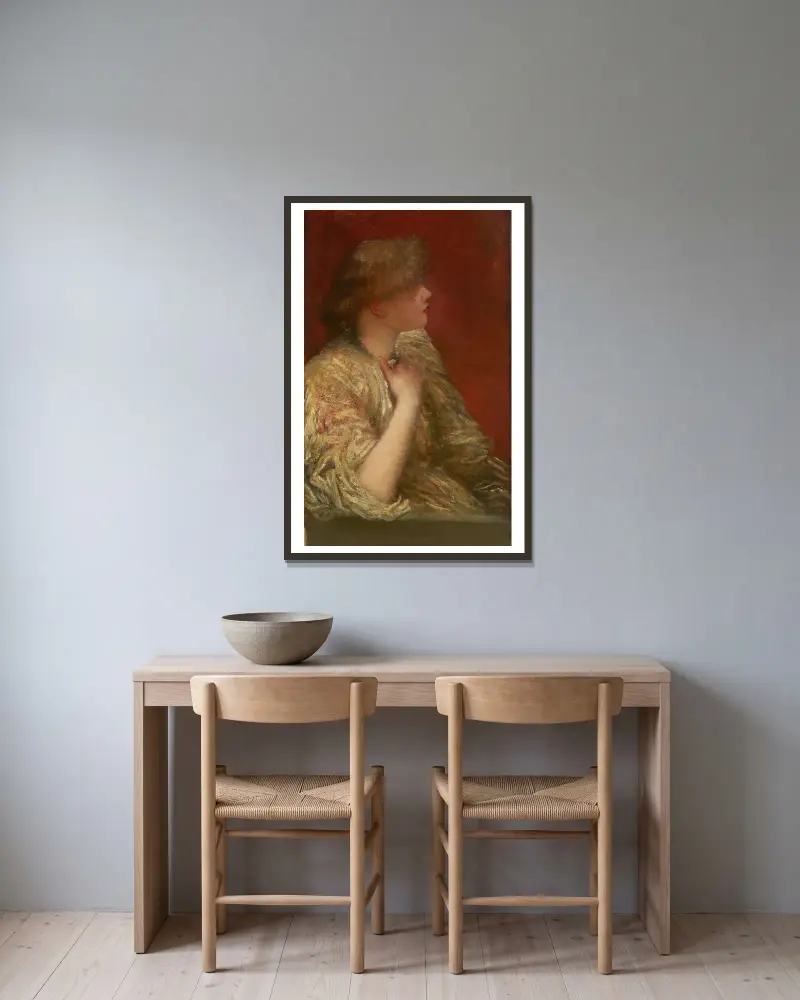 Studium portretowe; Historie przy kominku, George Frederic Watts w ramie na ścianie