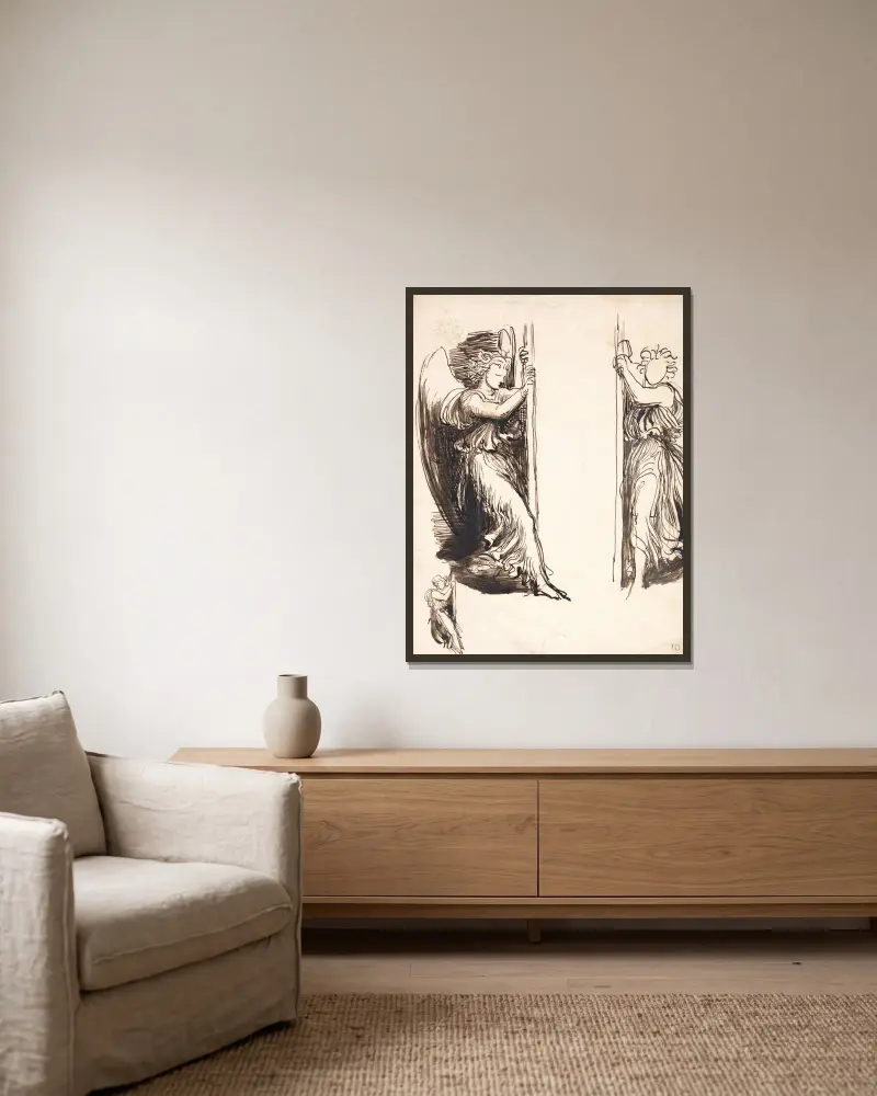 Studie k andělům v Dvořaně smrti, George Frederic Watts v rámu na stěně
