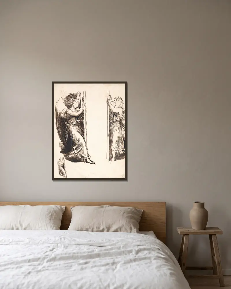 Studie k andělům v Dvořaně smrti, George Frederic Watts v rámu na stěně