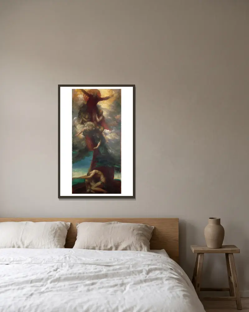 Die Anklage von Adam und Eva von George Frederic Watts gerahmt an einer Wand