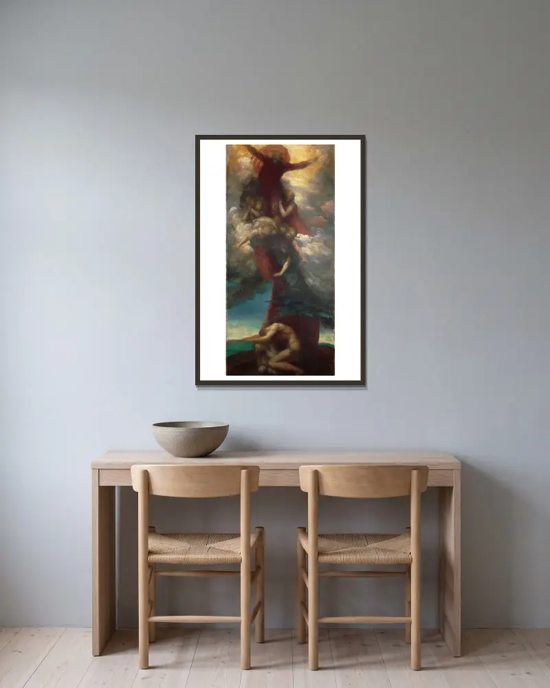 Die Anklage von Adam und Eva von George Frederic Watts gerahmt an einer Wand