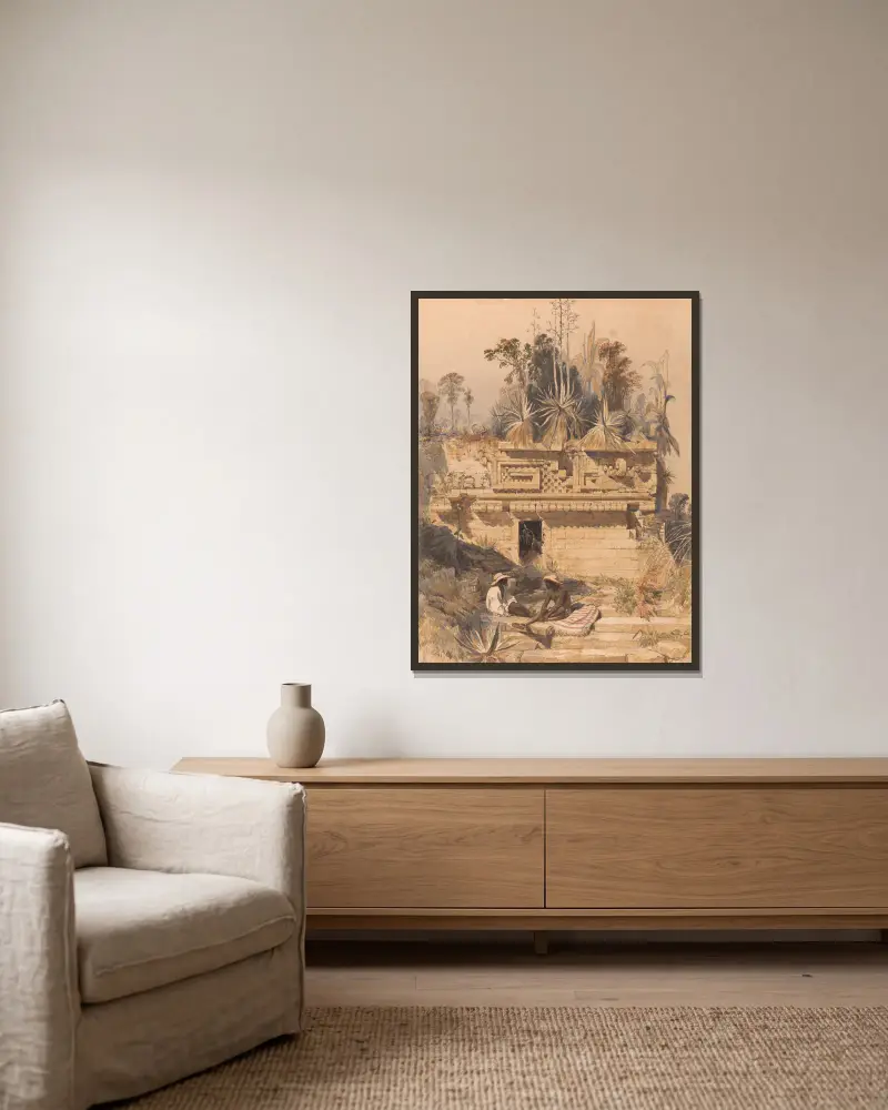 Ruinen bei Sabachtsche von Frederick Catherwood gerahmt an einer Wand