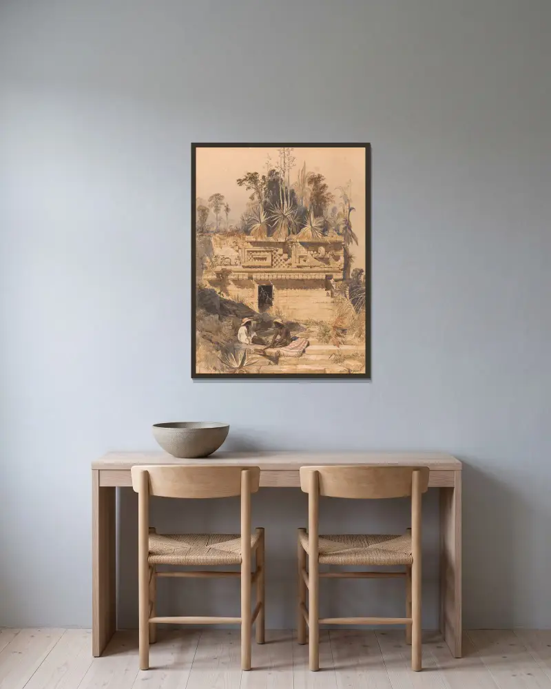 Ruinen bei Sabachtsche von Frederick Catherwood gerahmt an einer Wand
