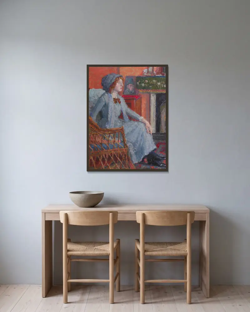 Die Frau des Künstlers, Mornington Crescent von Spencer Frederick Gore gerahmt an einer Wand