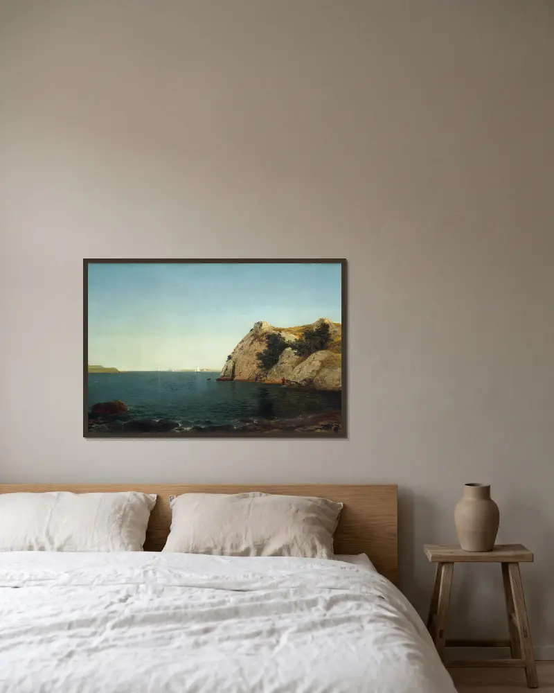 Beacon Rock,Newport Harbor av John Frederick Kensett inramad på en vägg
