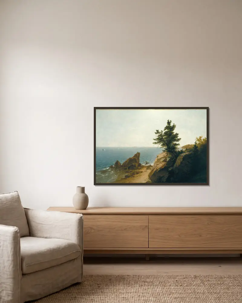 Coast Scene, John Frederick Kensett v rámu na stěně