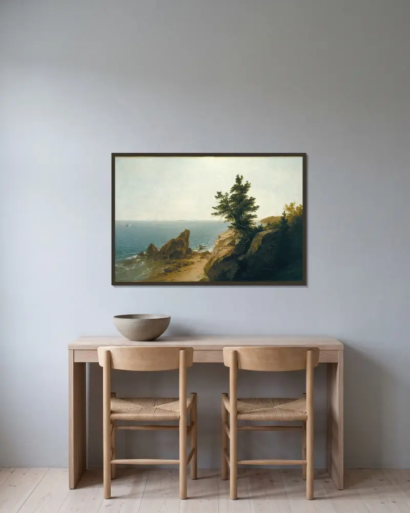 Coast Scene, John Frederick Kensett v rámu na stěně