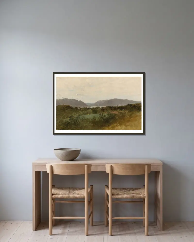 Hudson River von John Frederick Kensett gerahmt an einer Wand