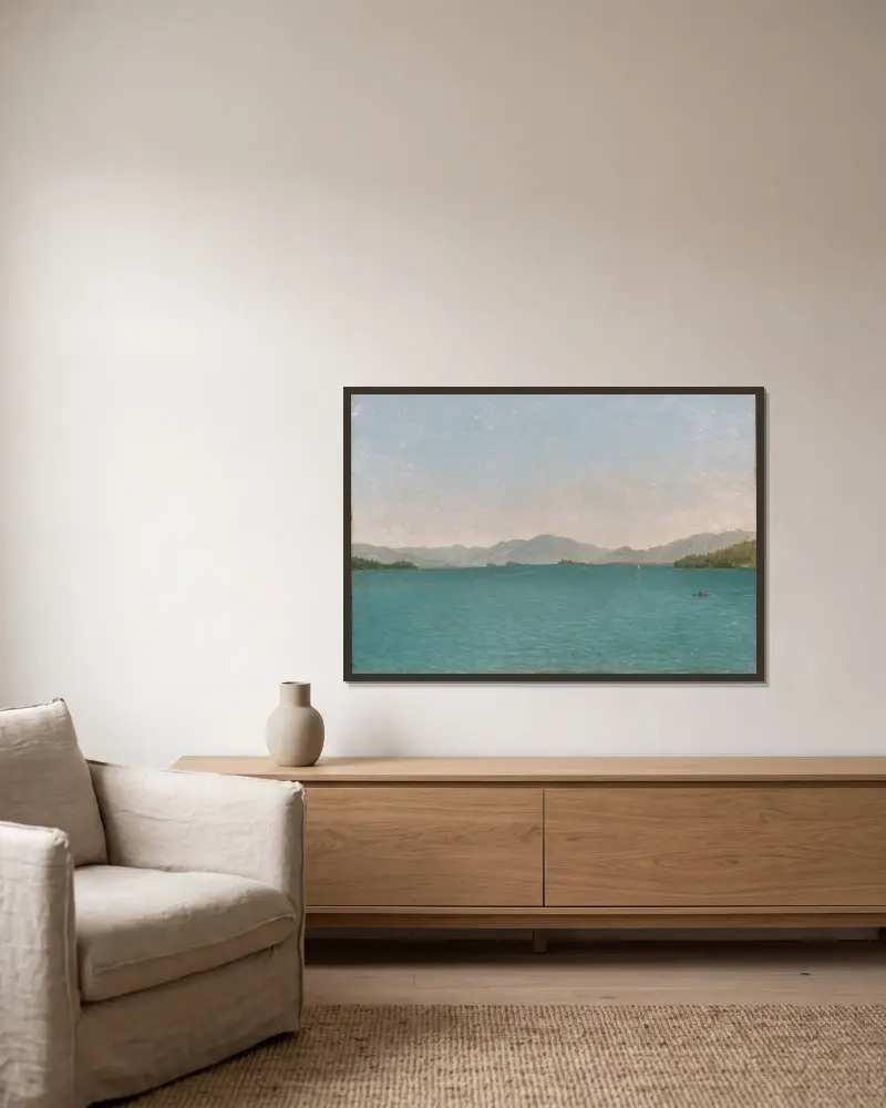 Lake George, Free Study av John Frederick Kensett inramad på en vägg
