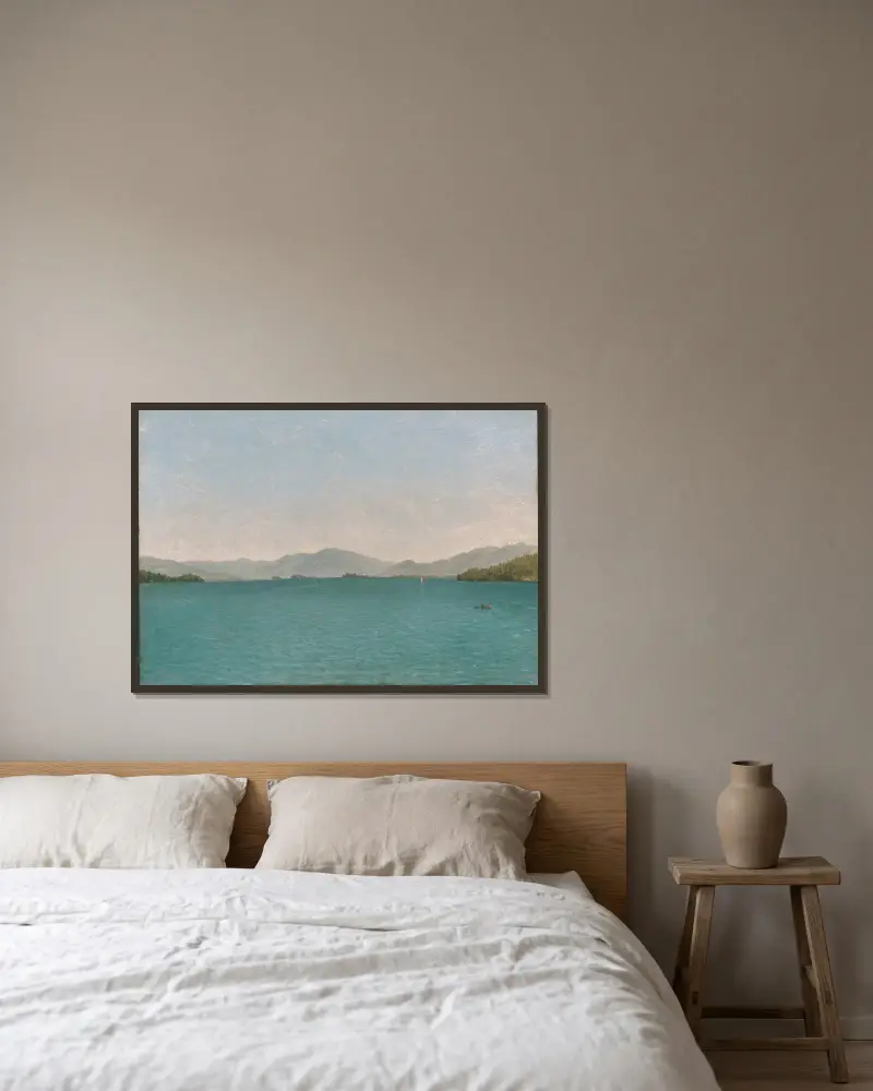 Lake George, Free Study av John Frederick Kensett inramad på en vägg