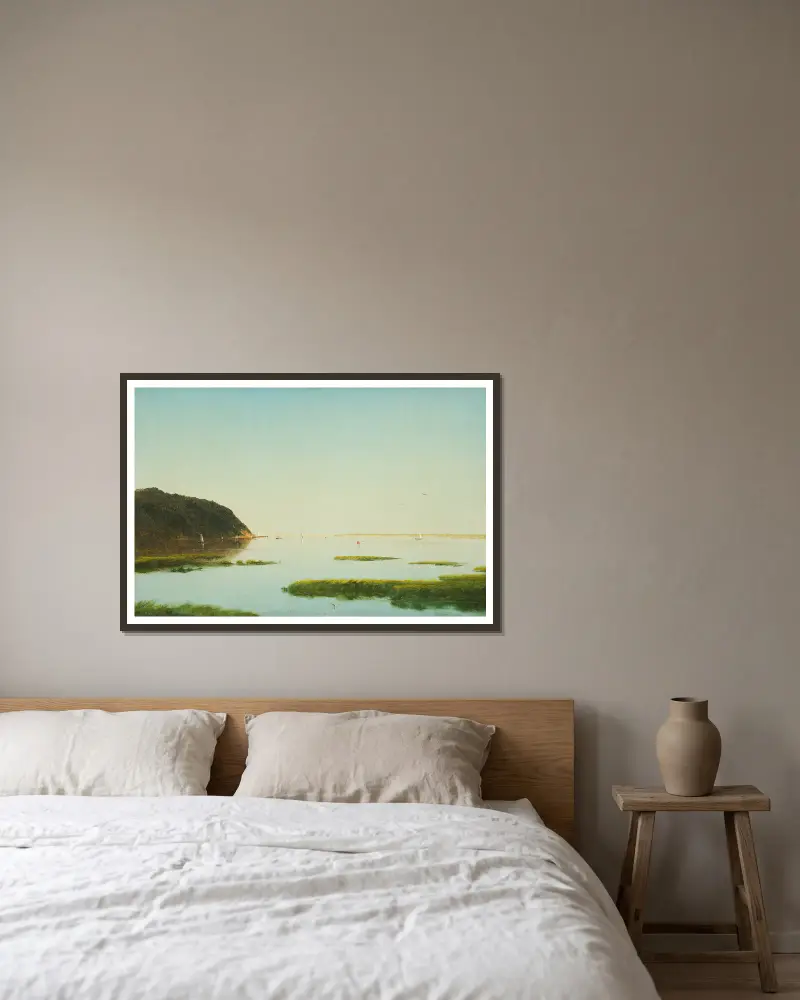 Blick auf den Shrewsbury River, New Jersey von John Frederick Kensett gerahmt an einer Wand