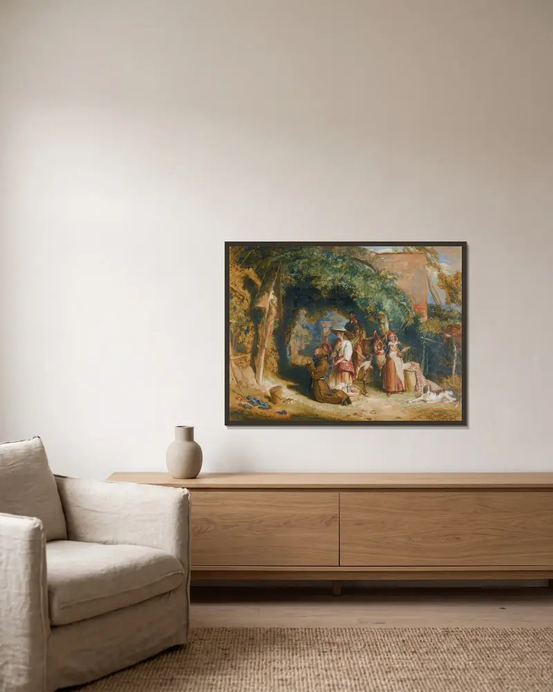Chłopi z włoskiego Tyrolu na modlitwie, John Frederick Lewis w ramie na ścianie
