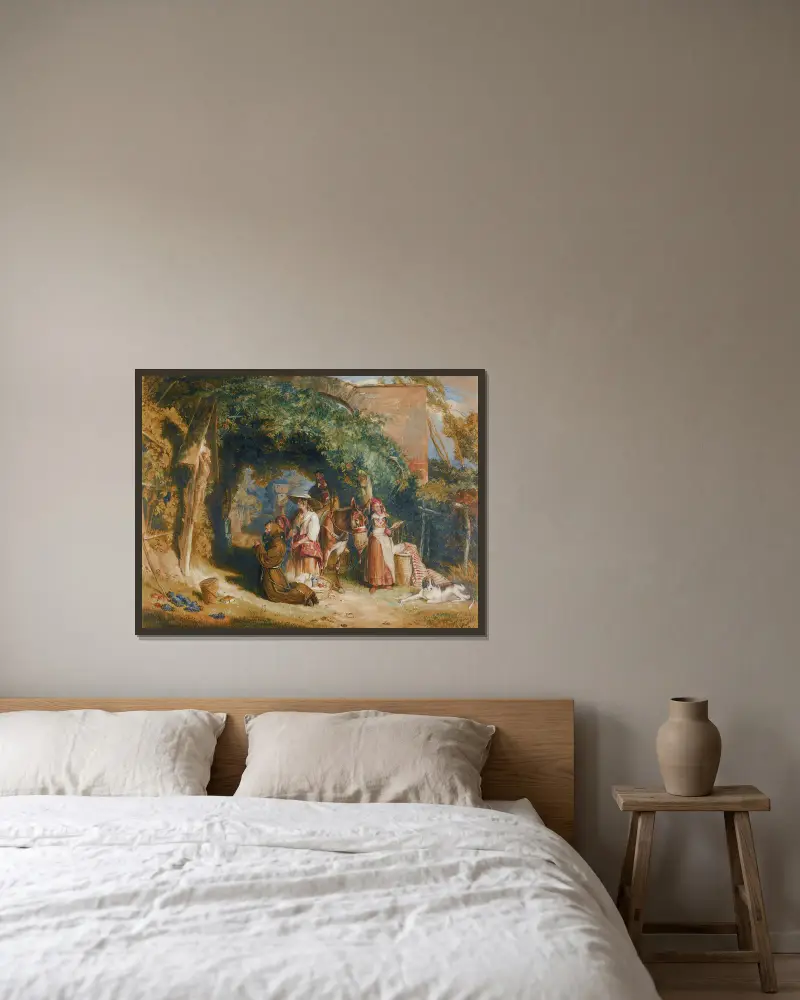 Chłopi z włoskiego Tyrolu na modlitwie, John Frederick Lewis w ramie na ścianie