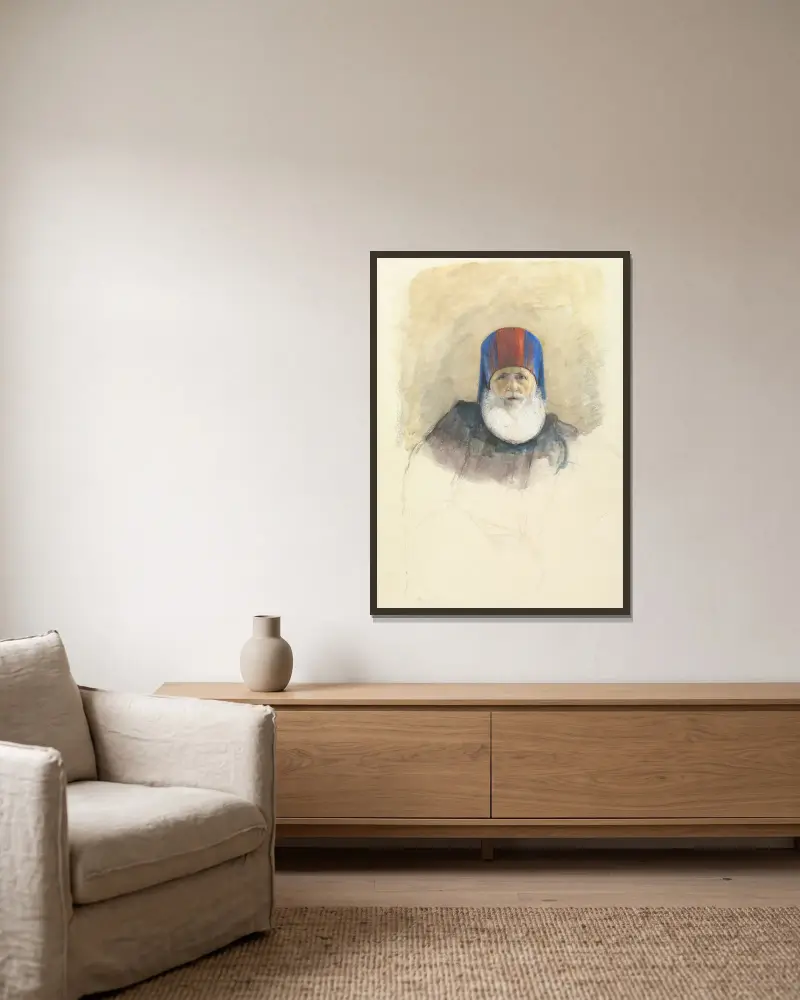 Study for Mehmet Ali Pasha av John Frederick Lewis inramad på en vägg