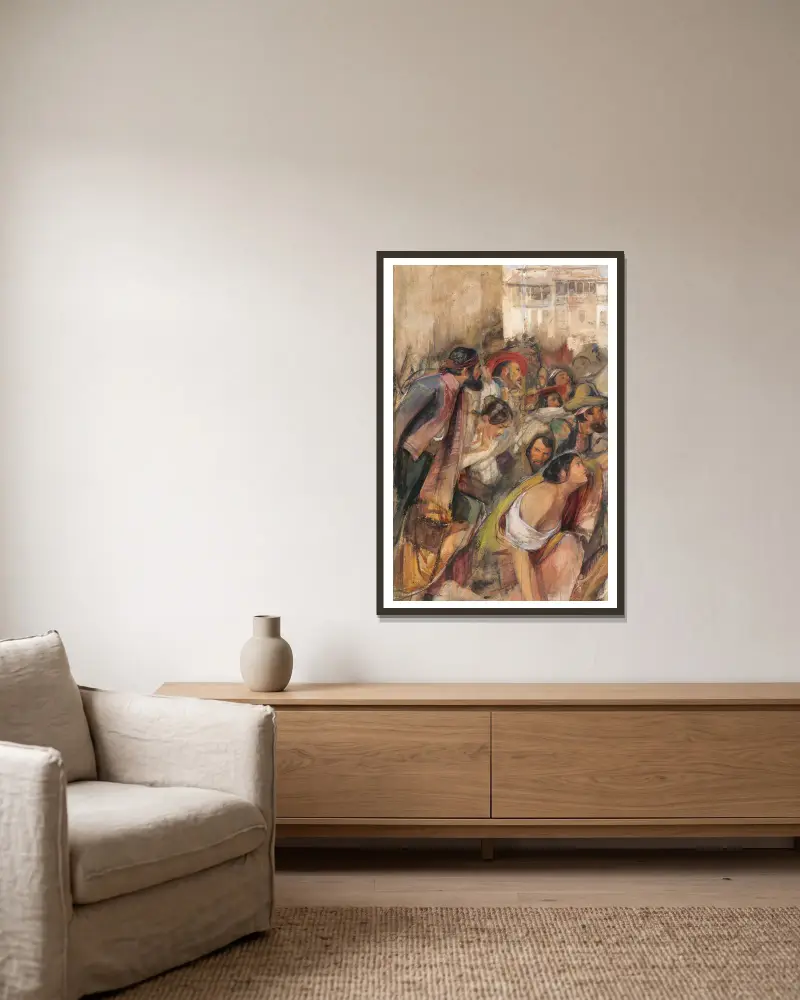 Studie zur Ausrufung des Don Carlos von John Frederick Lewis gerahmt an einer Wand