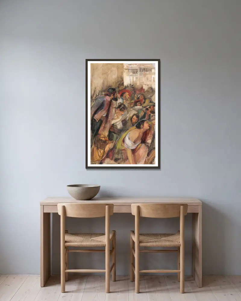 Studie zur Ausrufung des Don Carlos von John Frederick Lewis gerahmt an einer Wand