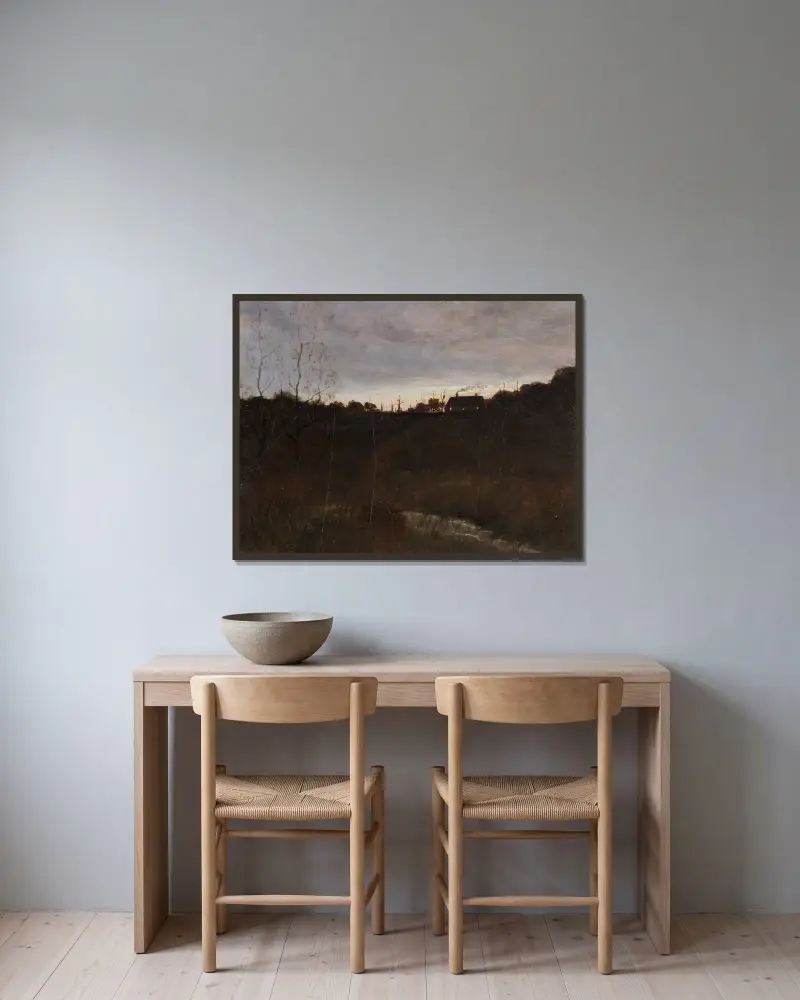 Nocturne av John Frederick Peto inramad på en vägg