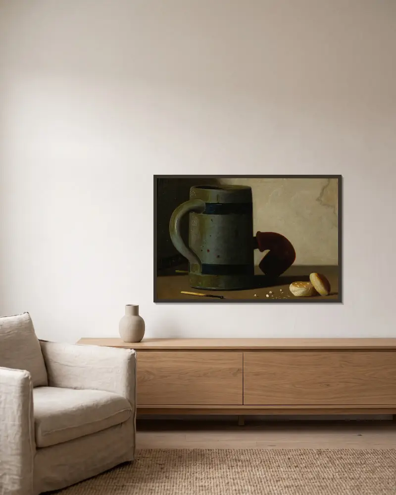 Stein und Kekse von John Frederick Peto gerahmt an einer Wand
