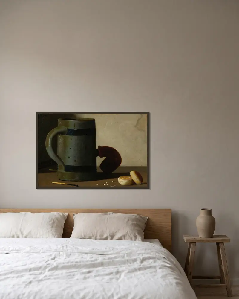 Stein und Kekse von John Frederick Peto gerahmt an einer Wand
