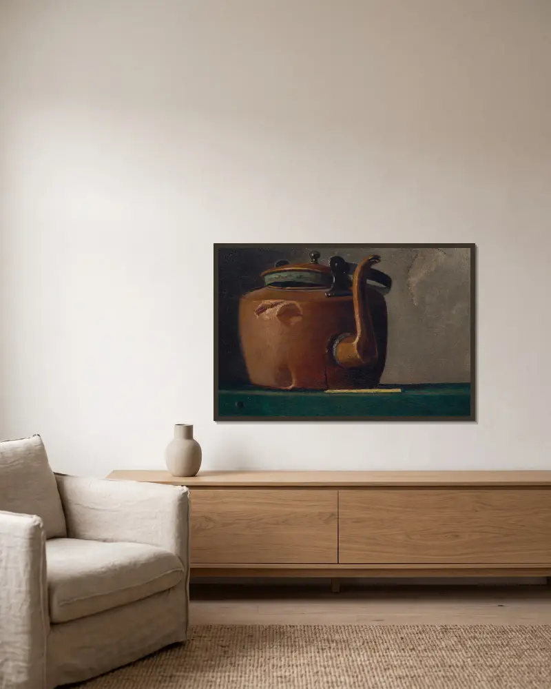 The Old Kettle av John Frederick Peto inramad på en vägg